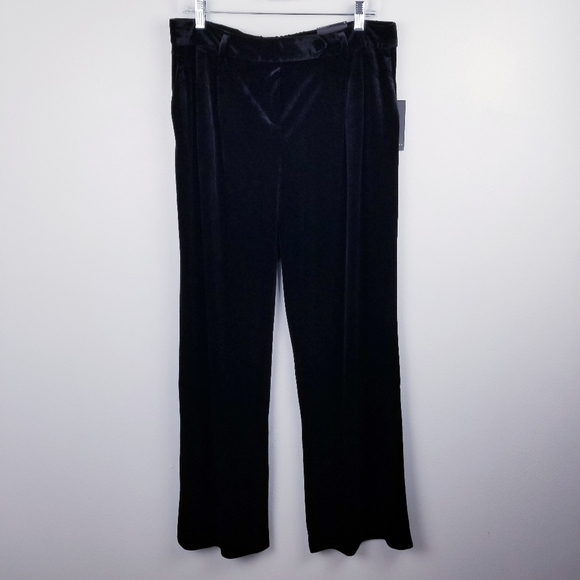 Jules & Leopold Pull On Wide Leg Black Velvet Pants NWT size Large - Picture 1 of 11